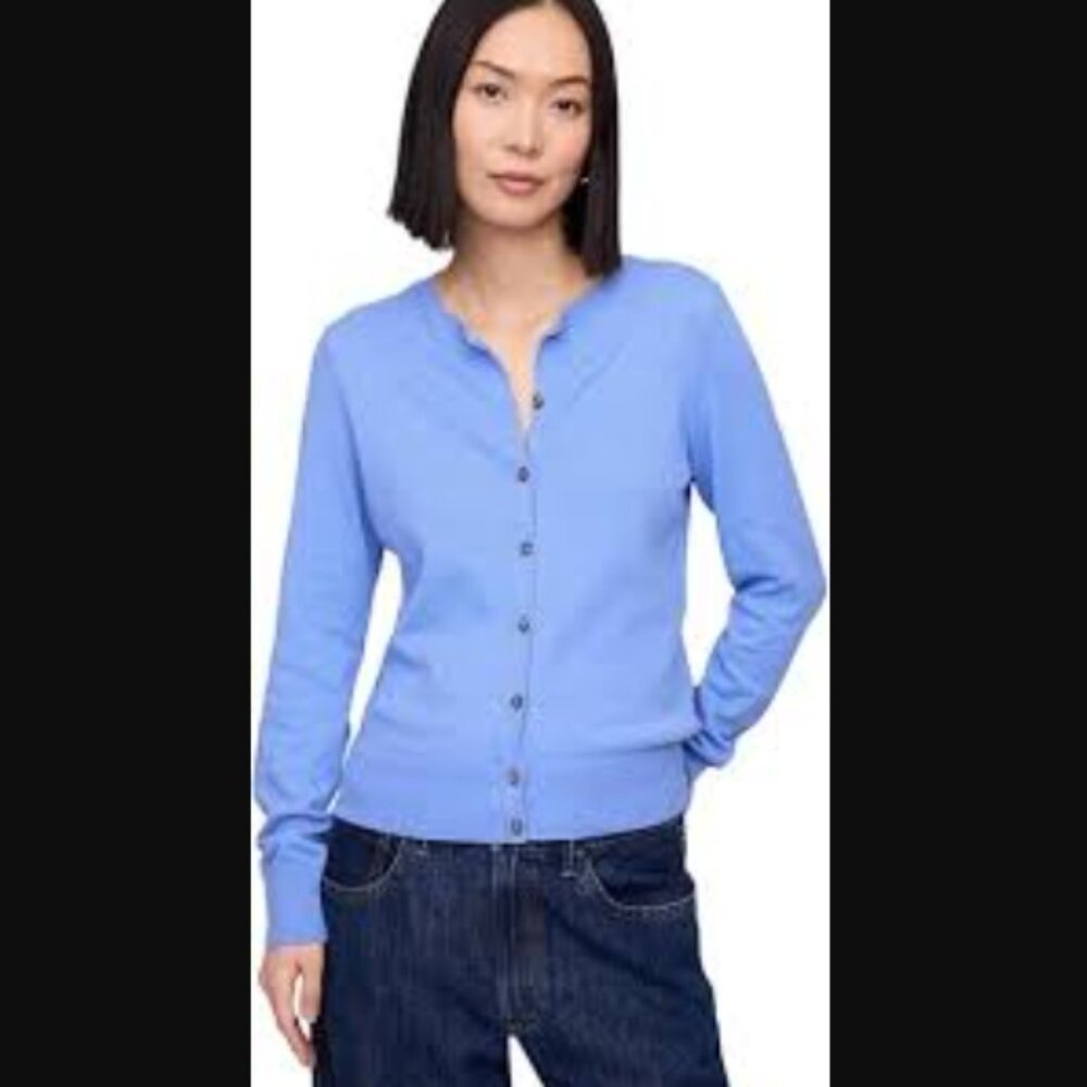 GAP Slub Crew Cardigan Shade Shirting Blue Size M Retail Price $49.95 - Picture 2 of 12